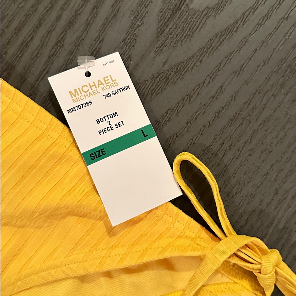 Michael Kors Yellow Ribbed String Bikini Set - Picture 10 of 11